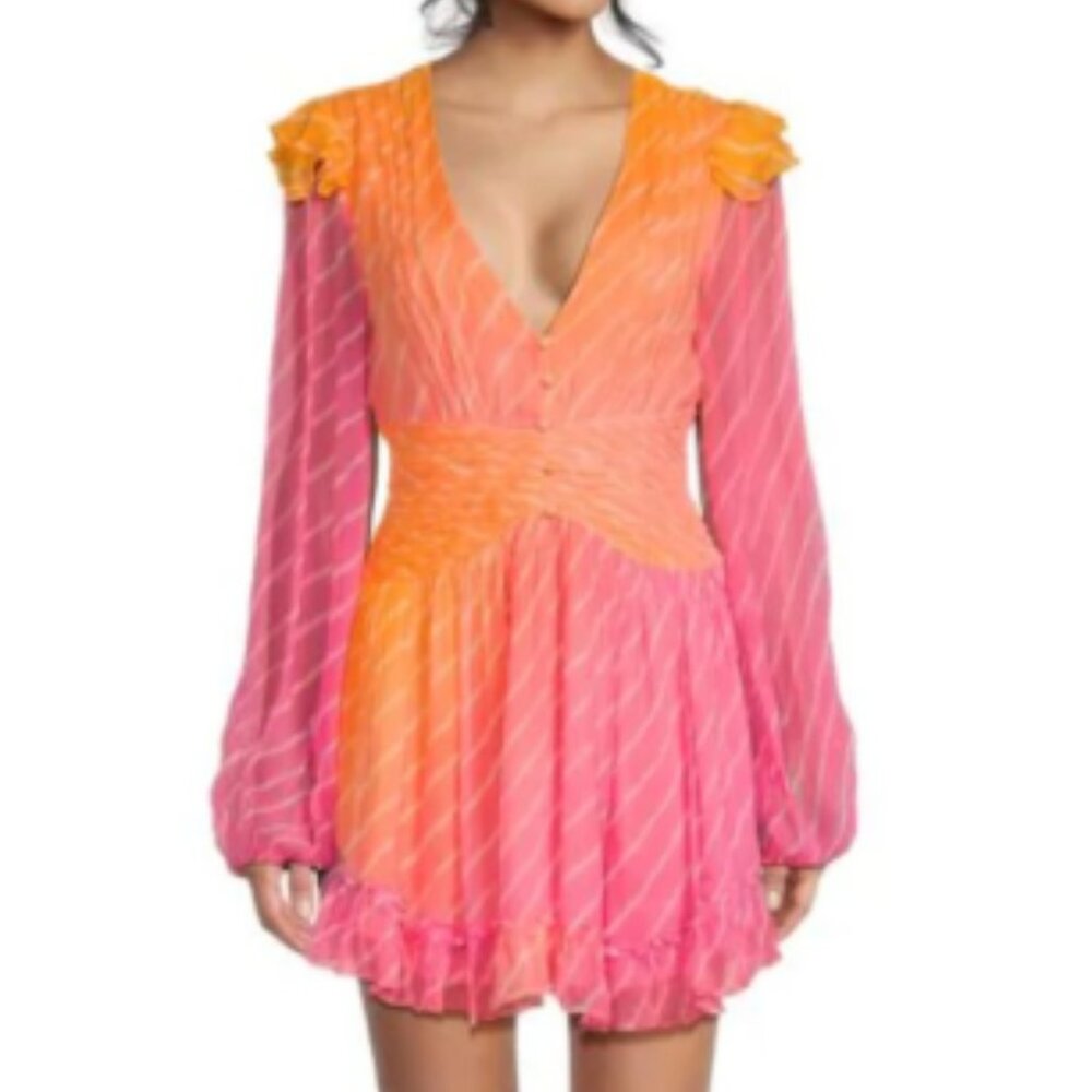 Rococo Sand Evie Cinched Mini Dress in Rainbow NWT